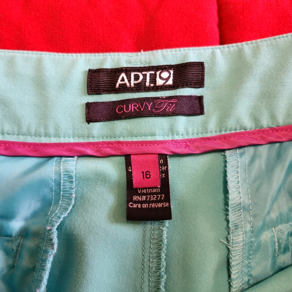 Apt. 9 Womens Capri Pants Sz 16 Teal Cotton Blend Straight Leg Curvy - Picture 6 of 12